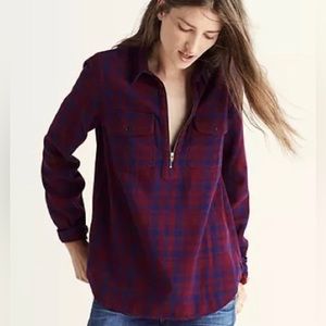 Madewell Half Zip Flannel Popover in McKinney Plaid